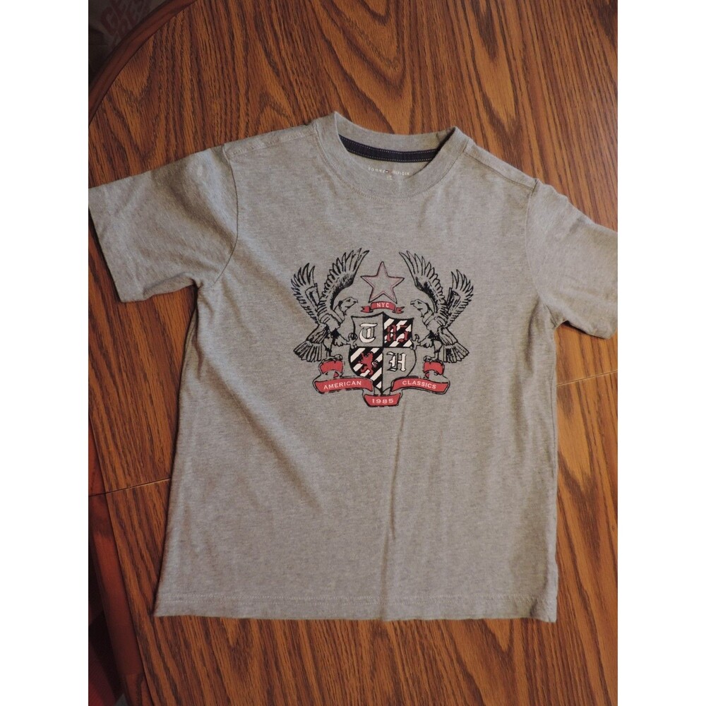 Tommy Hilfiger Tee Boys Gray American Classics Short Sleeve T Shirt Size 6 / 7